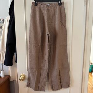 J. Jill Women’s Brown Linen Wide-Leg Pants